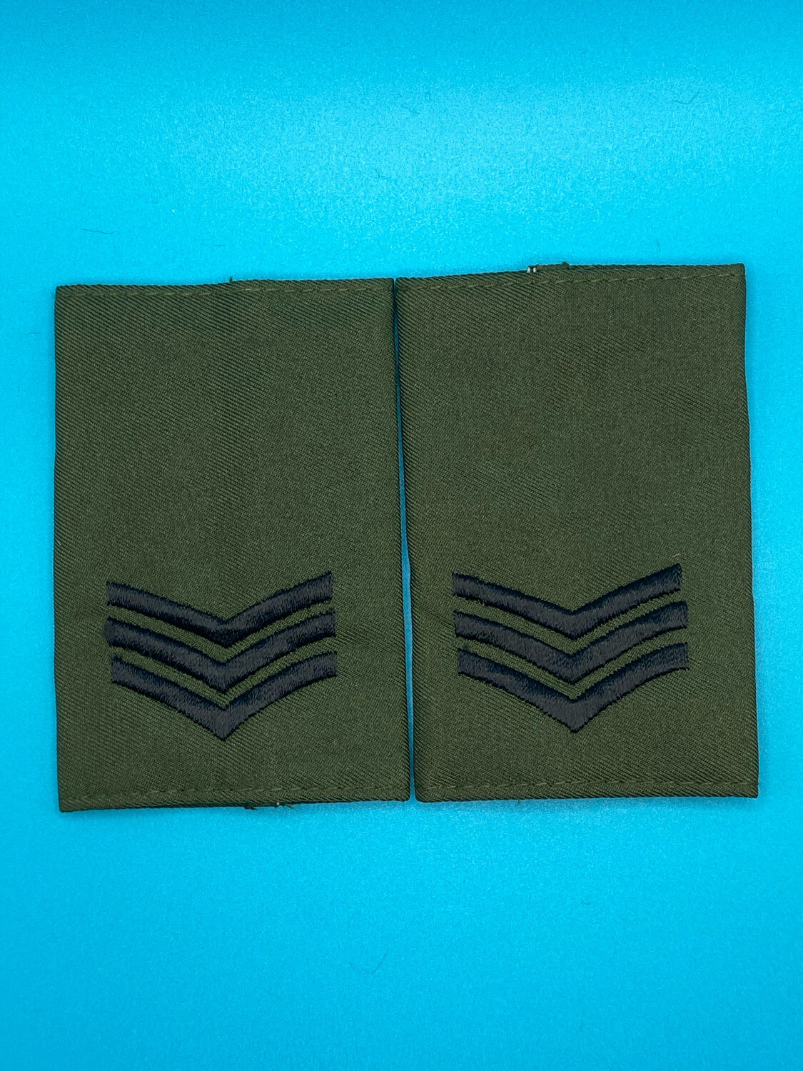 CIIIR Olive Green Rank Slides - Sergeant Sgt Sjt - Black Embroidery