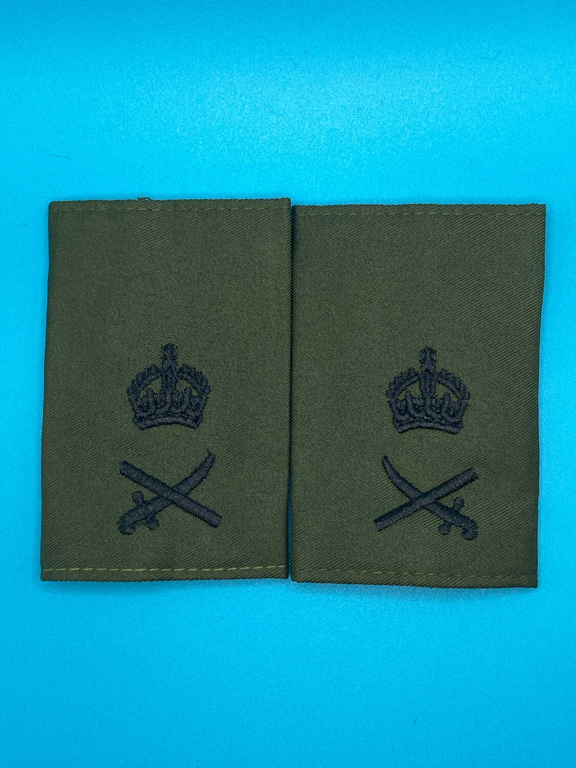 CIIIR Olive Green Rank Slides - Lieutenant General Lt Gen - Black Embroidery