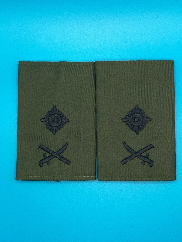 CIIIR Olive Green Rank Slides - Major General Maj Gen - Black Embroidery