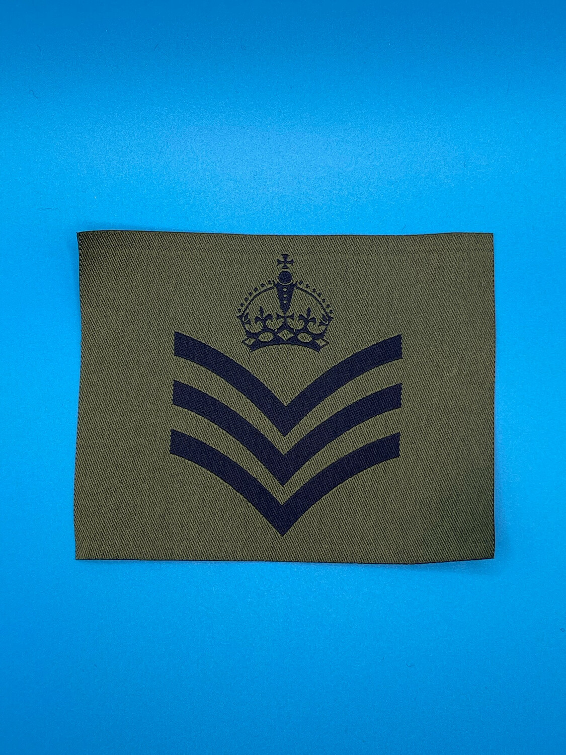 CIIIR King Charles Woven Staff Sergeant Olive Green Rank Patch OG SSgt CSgt CSjt