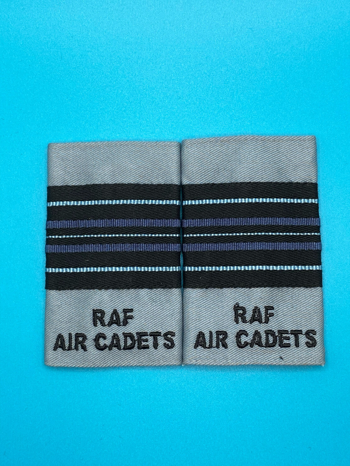 RAF Air Cadets - RAFAC - Squadron Leader Wedgewood Blue Rank Slides (Pair)