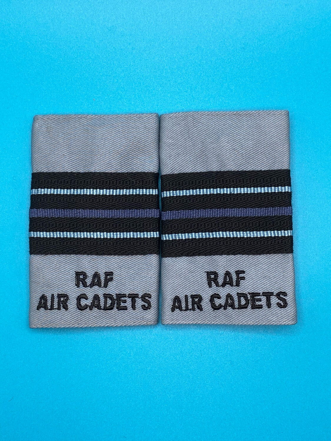 RAF Air Cadets - RAFAC - Flight Lieutenant Wedgewood Blue Rank Slides (Pair)