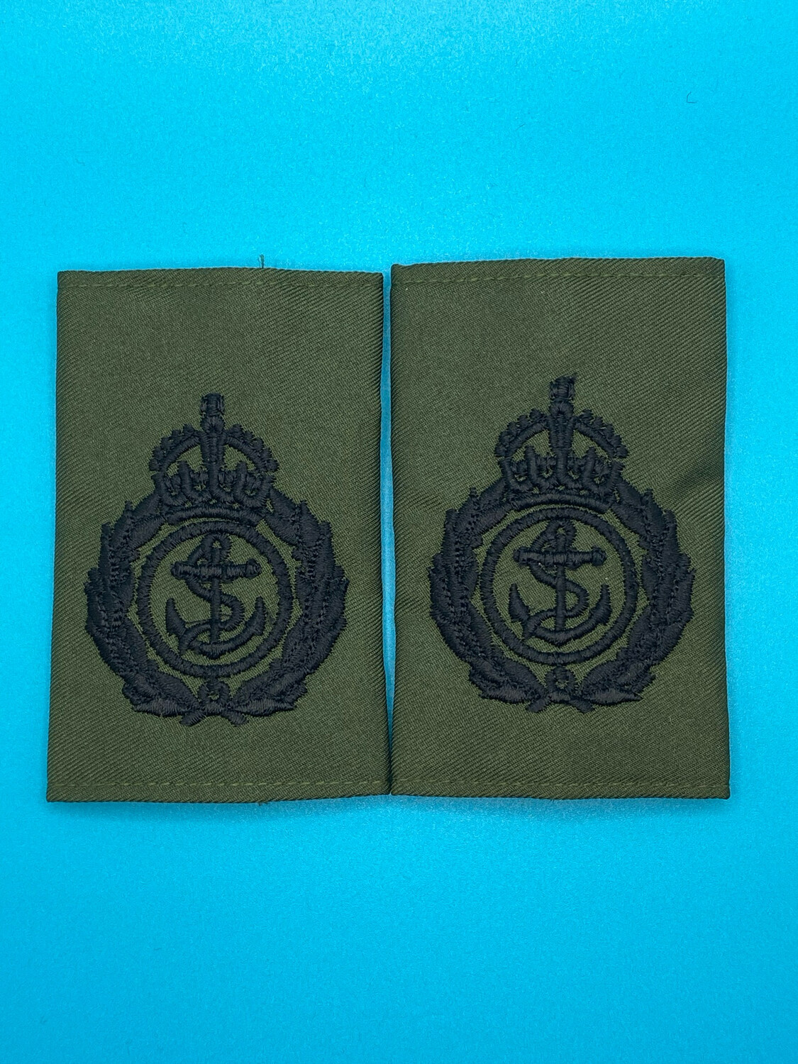 Pair: Royal Navy Rank Slides - Chief Petty Officer CPO Olive Green - CIIIR King Charles