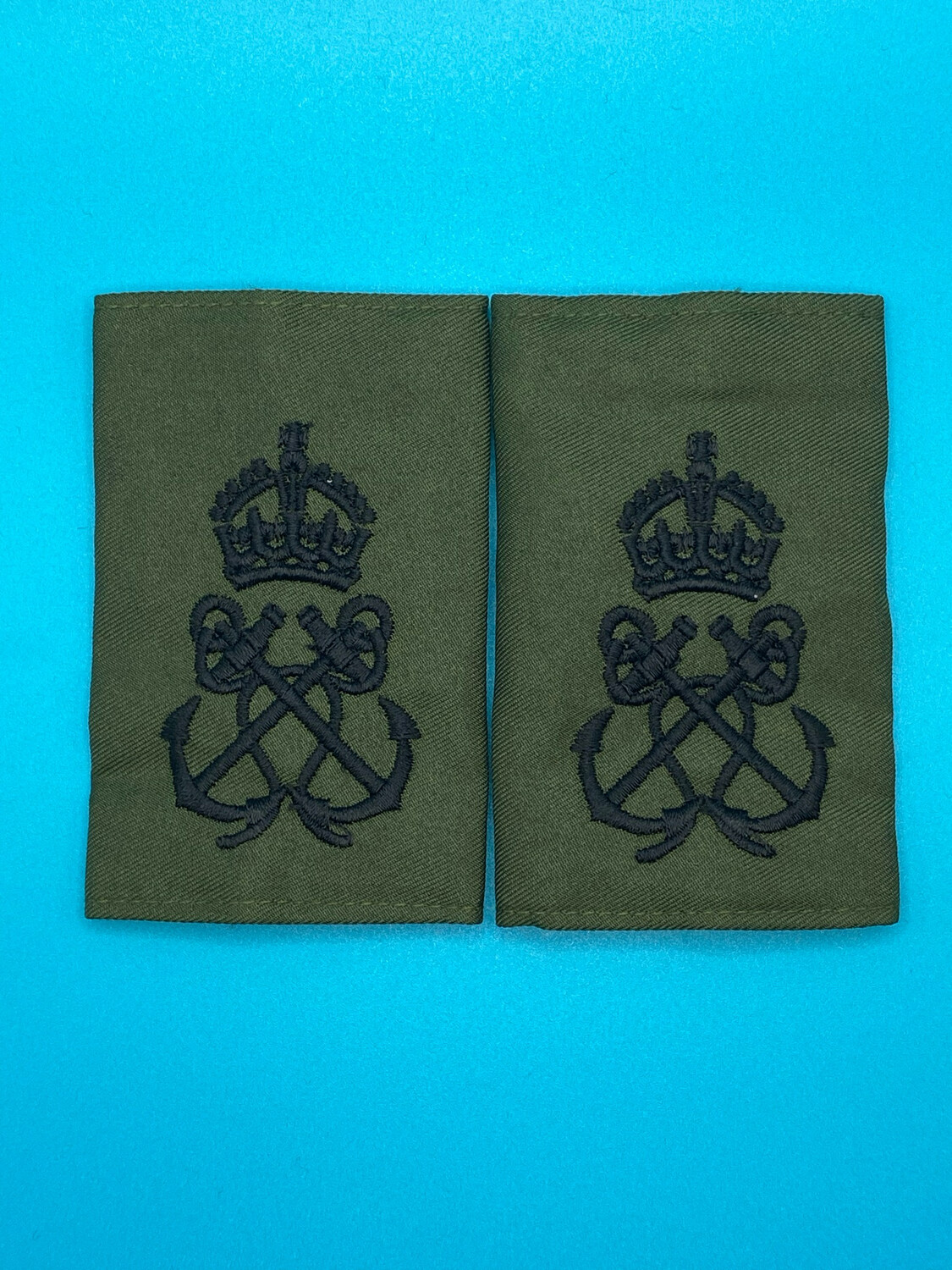 Pair: Royal Navy Rank Slides - Petty Officer PO Olive Green - CIIIR King Charles