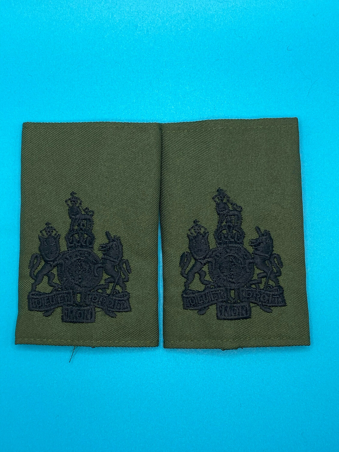 Pair: Royal Navy Rank Slides - Warrant Officer WO Olive Green - CIIIR King Charles
