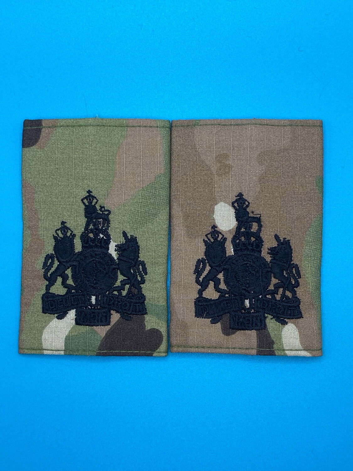 Pair: Royal Navy Rank Slides - Warrant Officer WO MTP Black - CIIIR King Charles