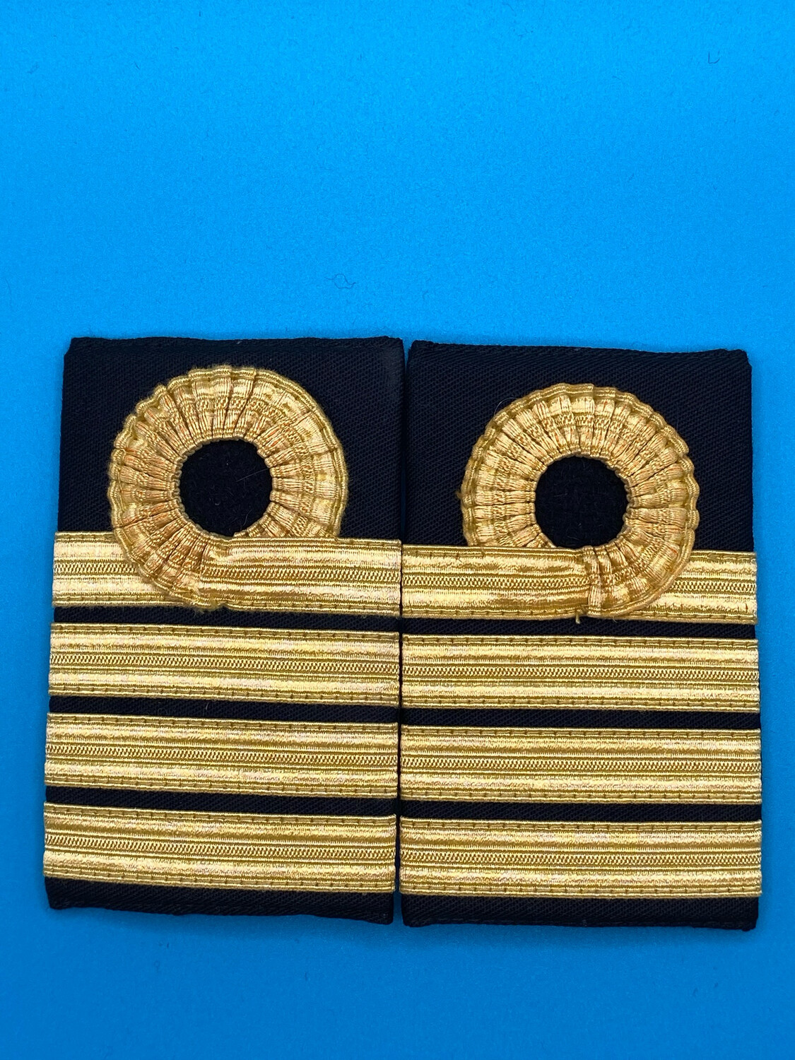 Pair: Royal Navy Captain Capt Rank Slides - Gold Wire