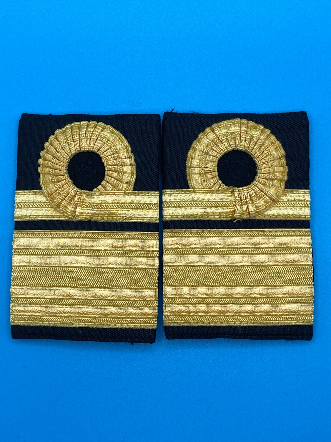 Pair: Royal Navy Rear Admiral RAdm Rank Slides - Gold Wire 2*