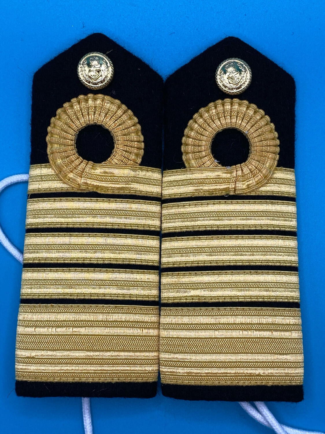Pair: Royal Navy Admiral of the Fleet AoF Rank Boards - Gold Wire 5* CIIIR King Charles Crown Buttons