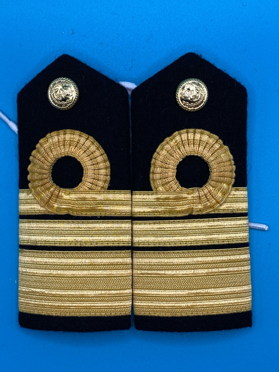Pair: Royal Navy Vice Admiral VAdm Rank Boards - Gold Wire 3* CIIIR King Charles Crown Buttons