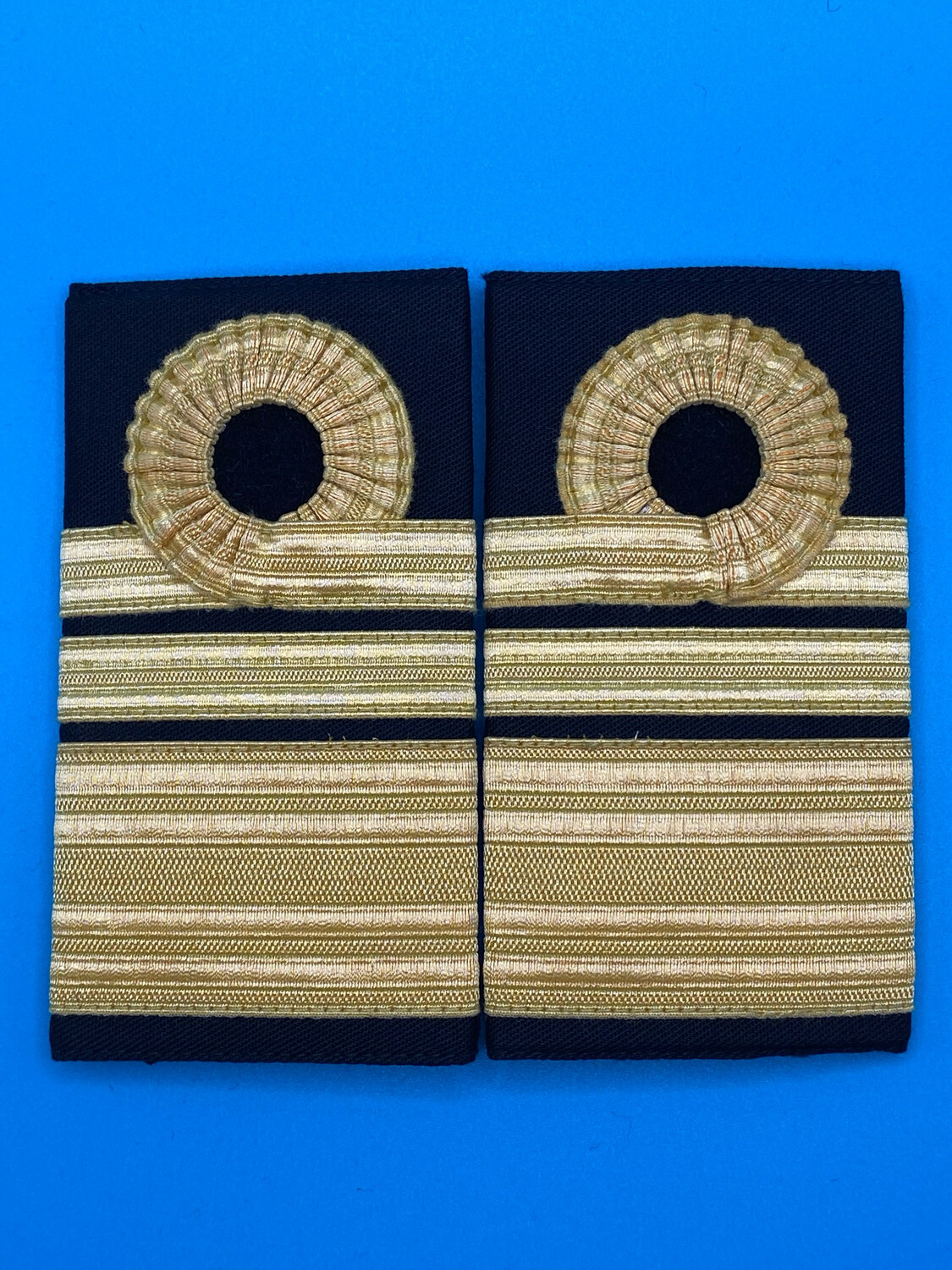 Pair: Royal Navy Vice Admiral VAdm Rank Slides - Gold Wire 3*