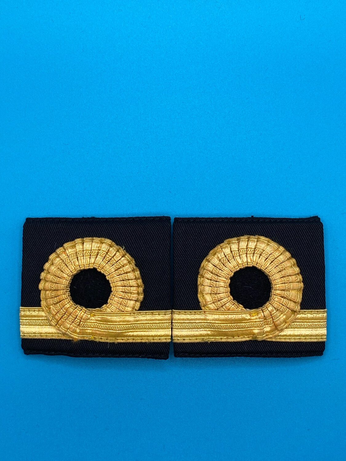 Pair: Royal Navy Sub Lieutenant SLt Rank Slides - Gold Wire