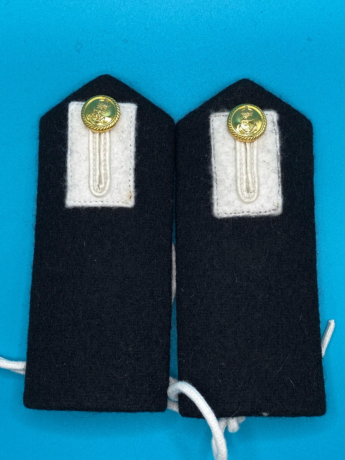 Pair: Royal Navy Midshipman Mid Rank Boards - Gold Wire CIIIR King Charles Crown Buttons