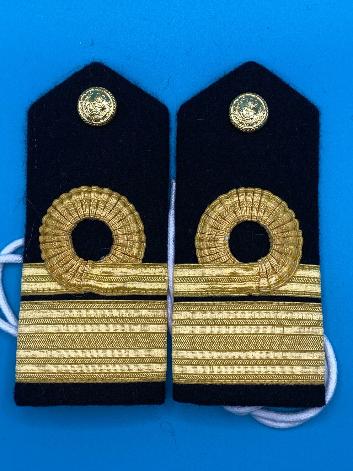 Pair: Royal Navy Rear Admiral RAdm Rank Boards - Gold Wire 2* CIIIR King Charles Crown Buttons