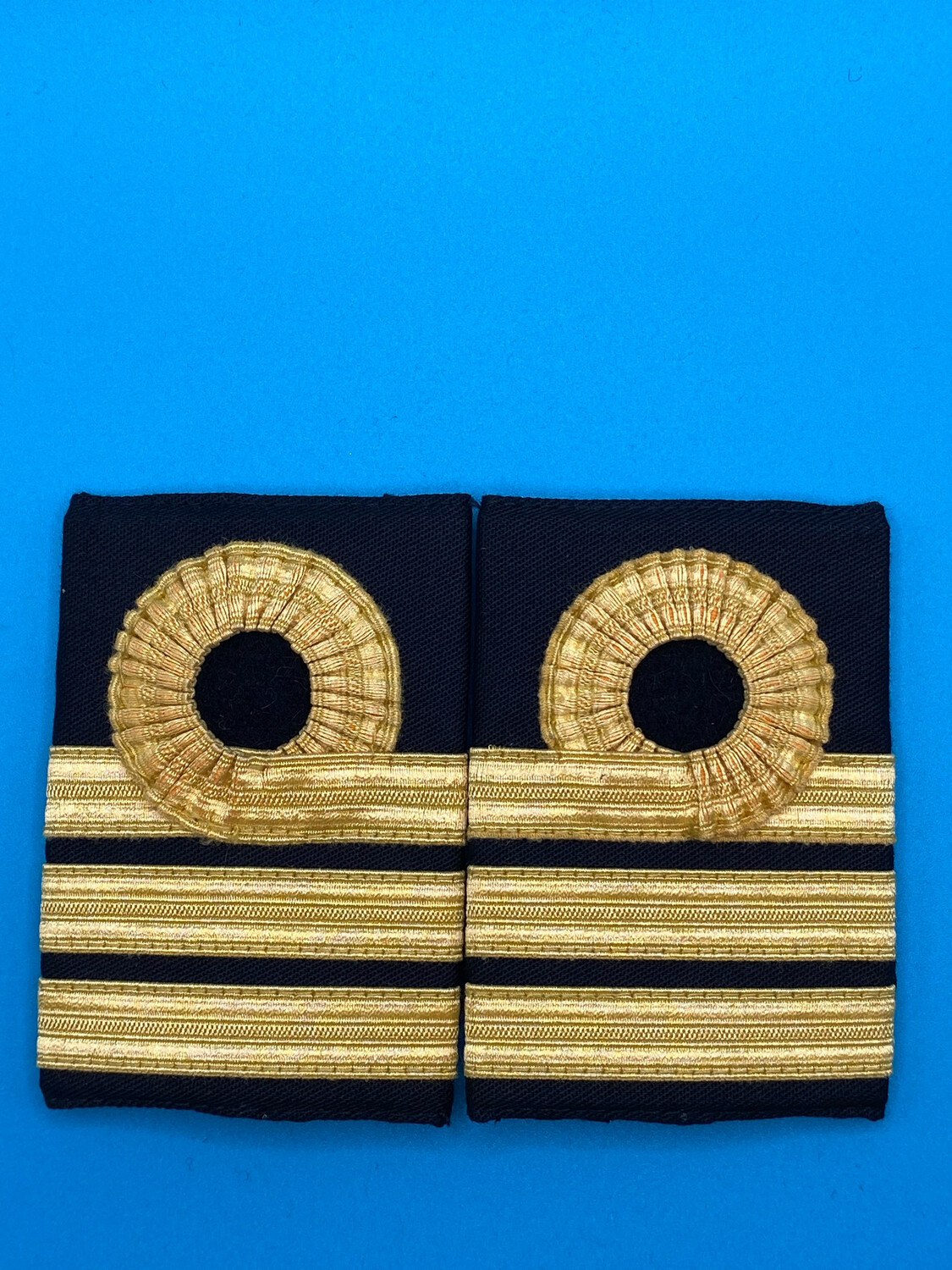 Pair: Royal Navy Commander Cdr Rank Slides - Gold Wire