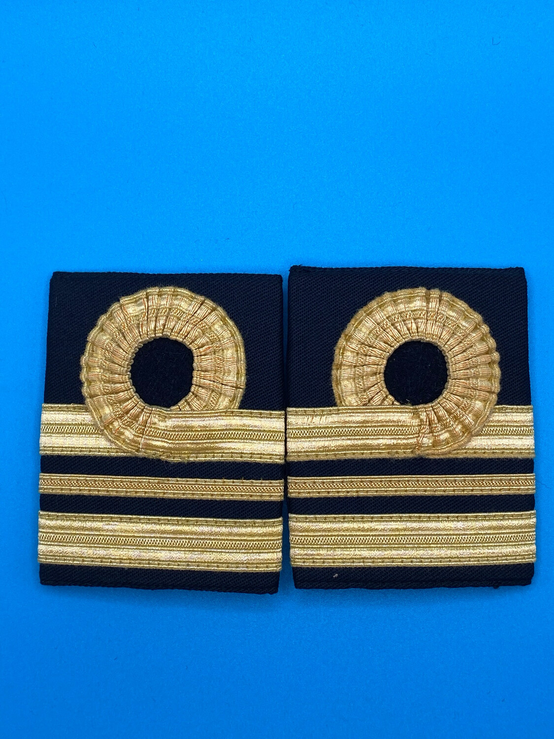 Pair: Royal Navy Lieutenant Commander Lt Cdr Rank Slides - Gold Wire