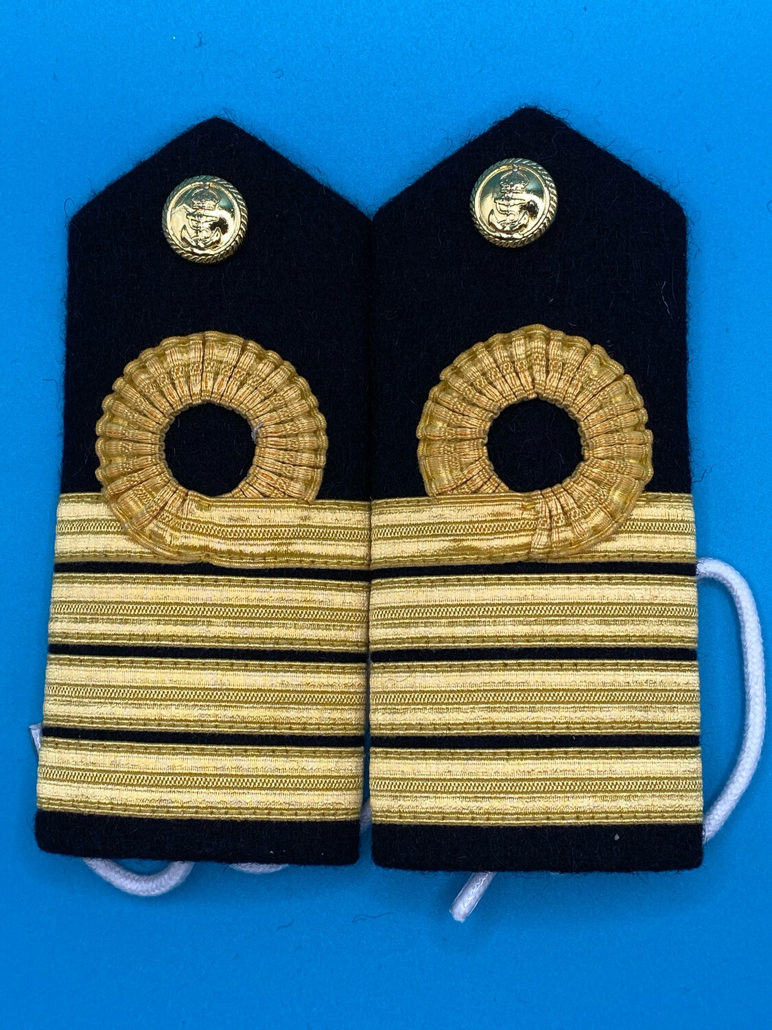 Pair: Royal Navy Captain Capt Rank Boards - Gold Wire CIIIR King Charles Crown Buttons