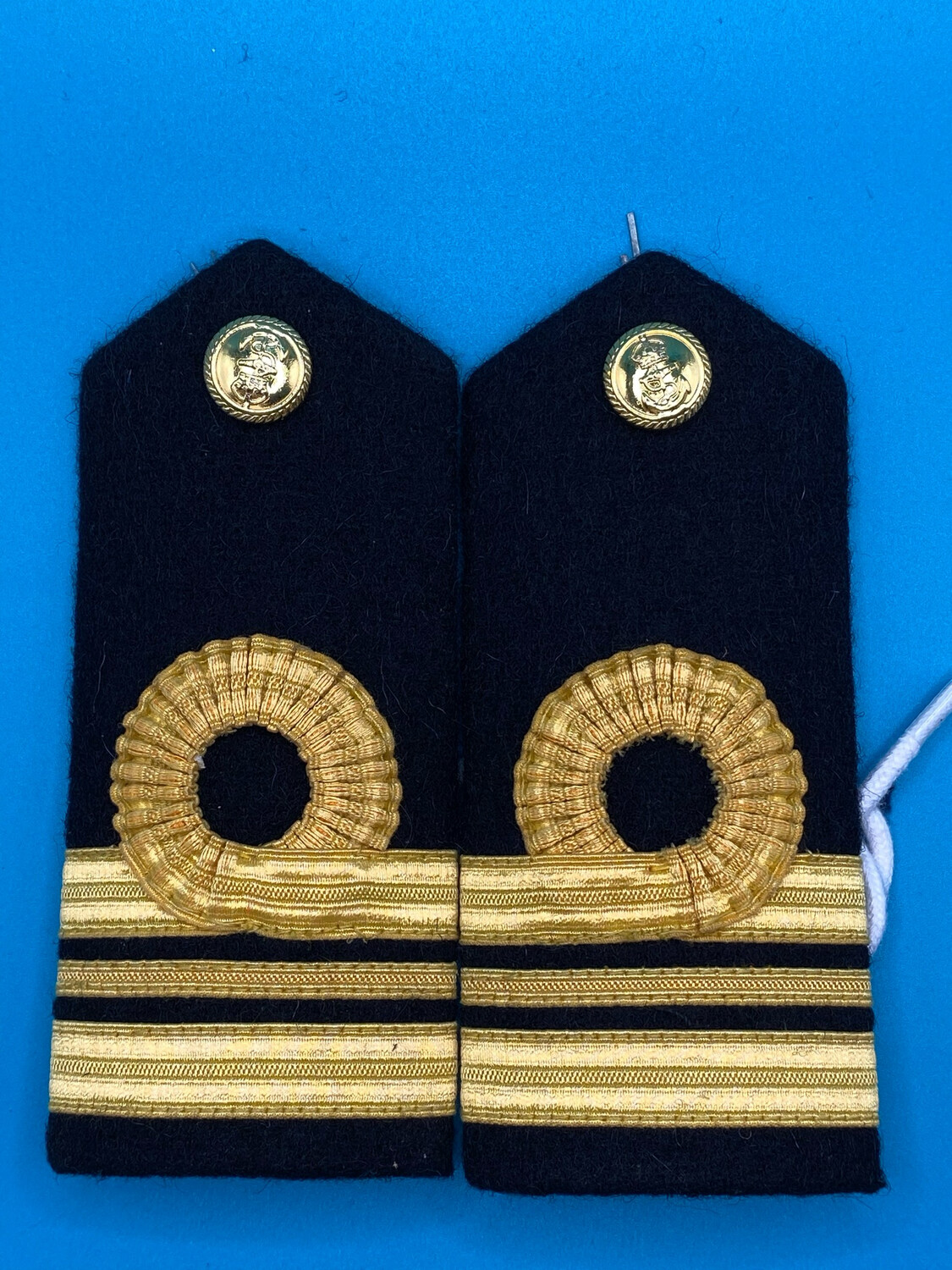 Pair: Royal Navy Lieutenant Commander Lt Cdr Rank Boards - Gold Wire CIIIR King Charles Crown Buttons
