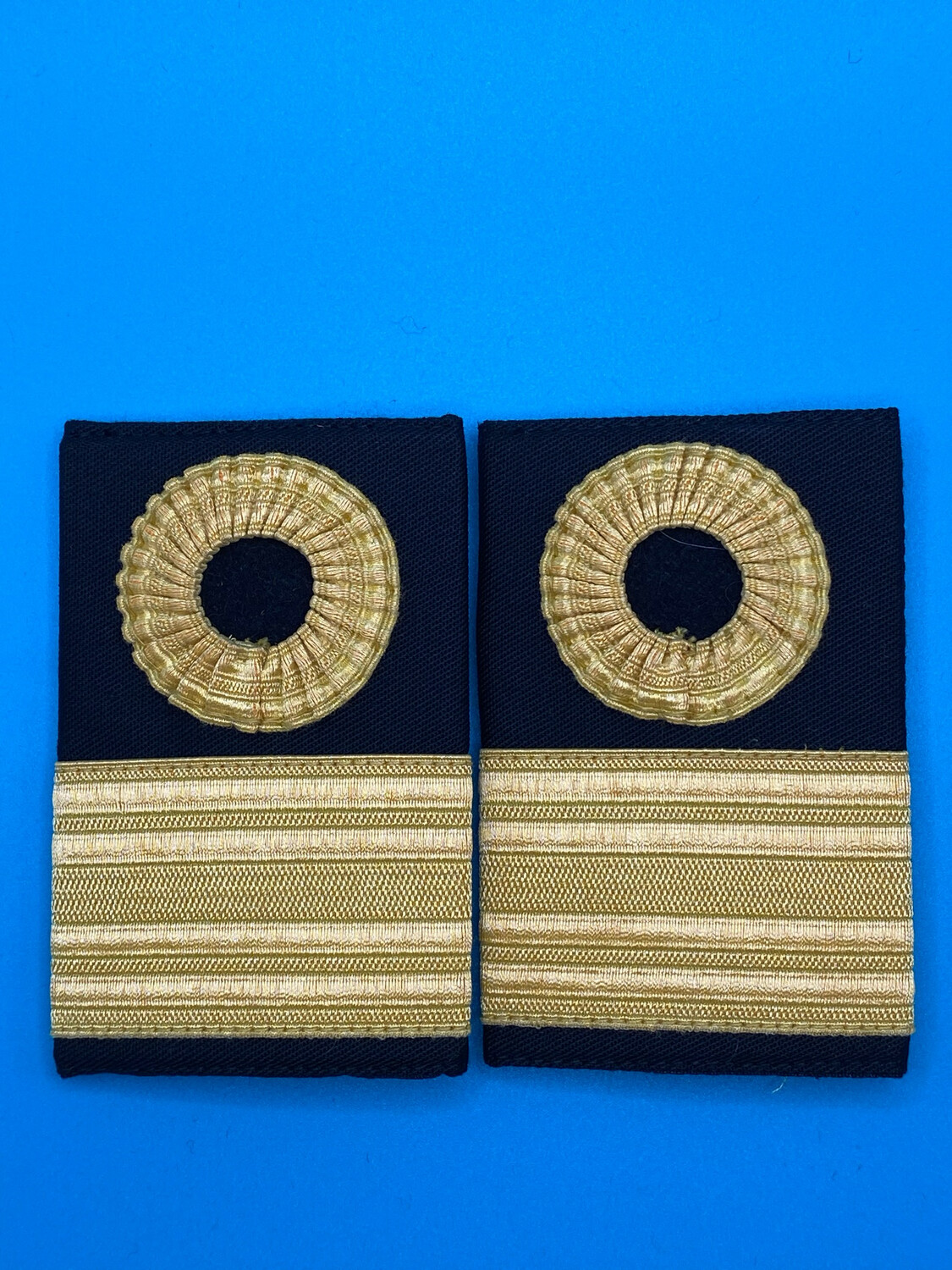 Pair: Royal Navy Commodore Cdre Rank Slides - Gold Wire 1*