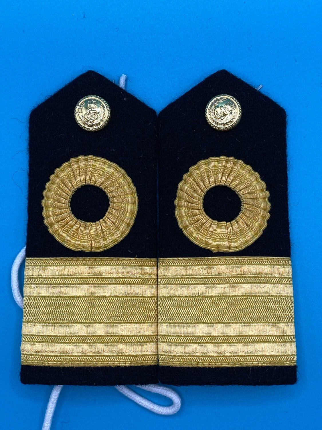 Pair: Royal Navy Commodore Cdre Rank Boards - Gold Wire 1* CIIIR King Charles Crown Buttons