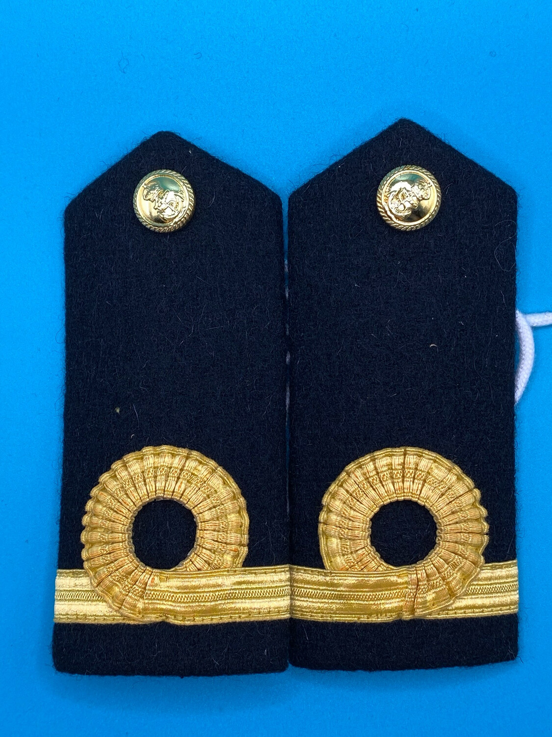 Pair: Royal Navy Sub Lieutenant SLt Rank Boards - Gold Wire CIIIR King Charles Crown Buttons