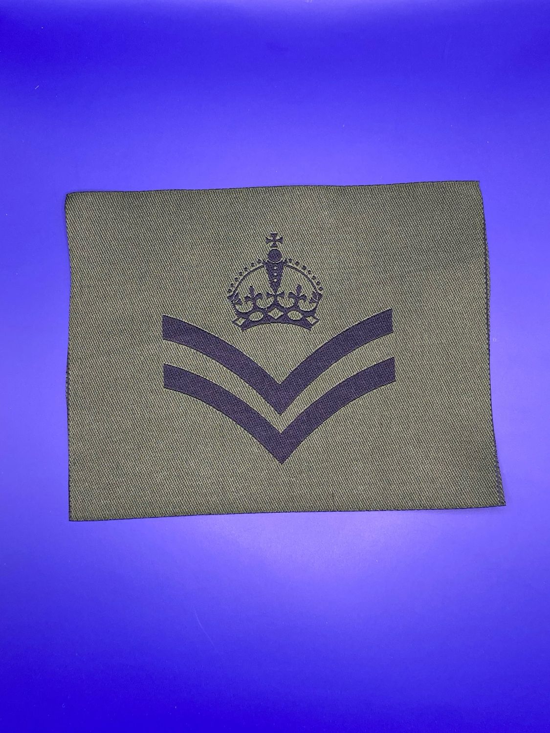 CIIIR King Charles Woven Lance Corporal LCpl Household Cavalry Rank Patch Olive Green OG Two Stripes and Crown