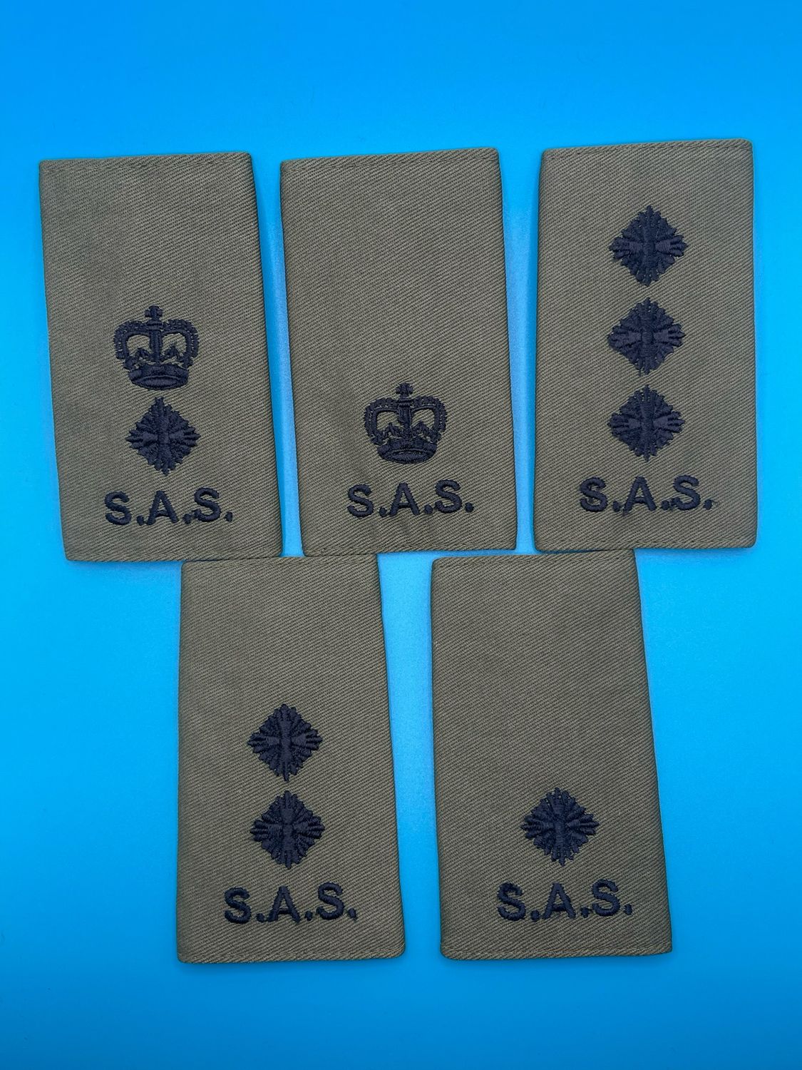 Special Air Service SAS Rank Slides Olive Green - Officers 2Lt to Lt Col) Singles