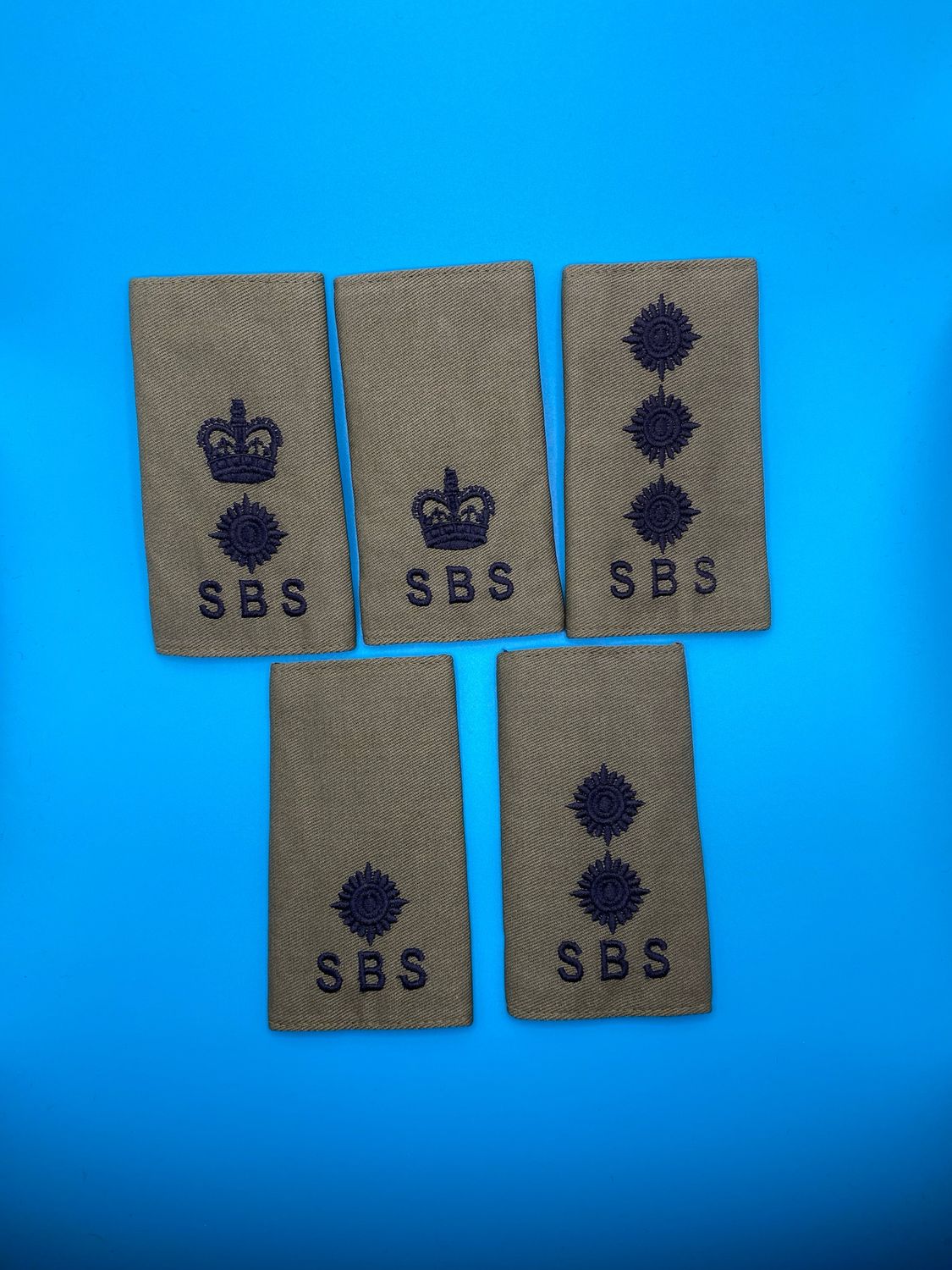 Special Boat Service SBS Rank Slides Olive Green - Officers 2Lt to Lt Col) Singles