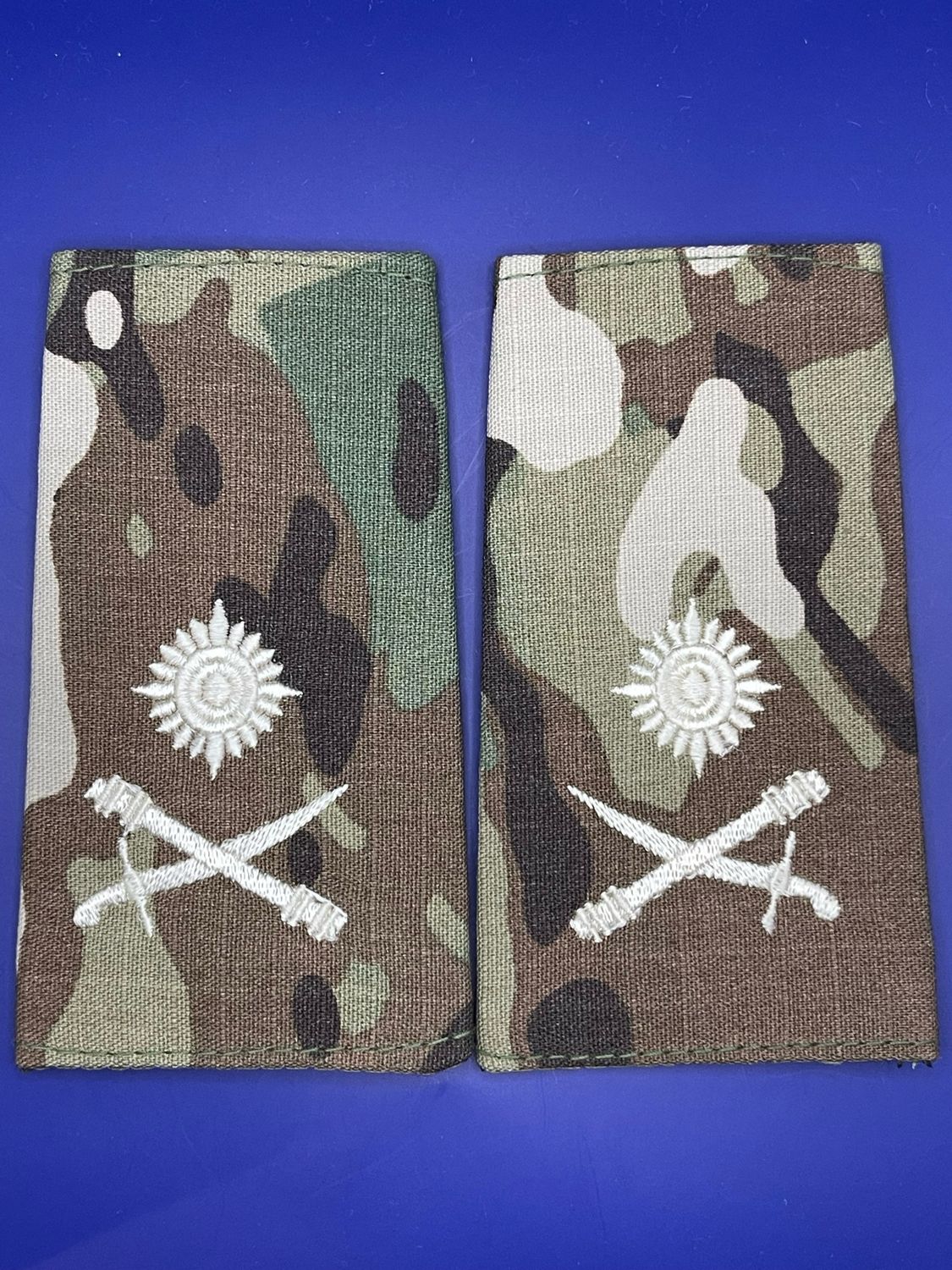 CIIIR MTP Rank Slides - Major General Maj Gen - Ivory Embroidery (2*)