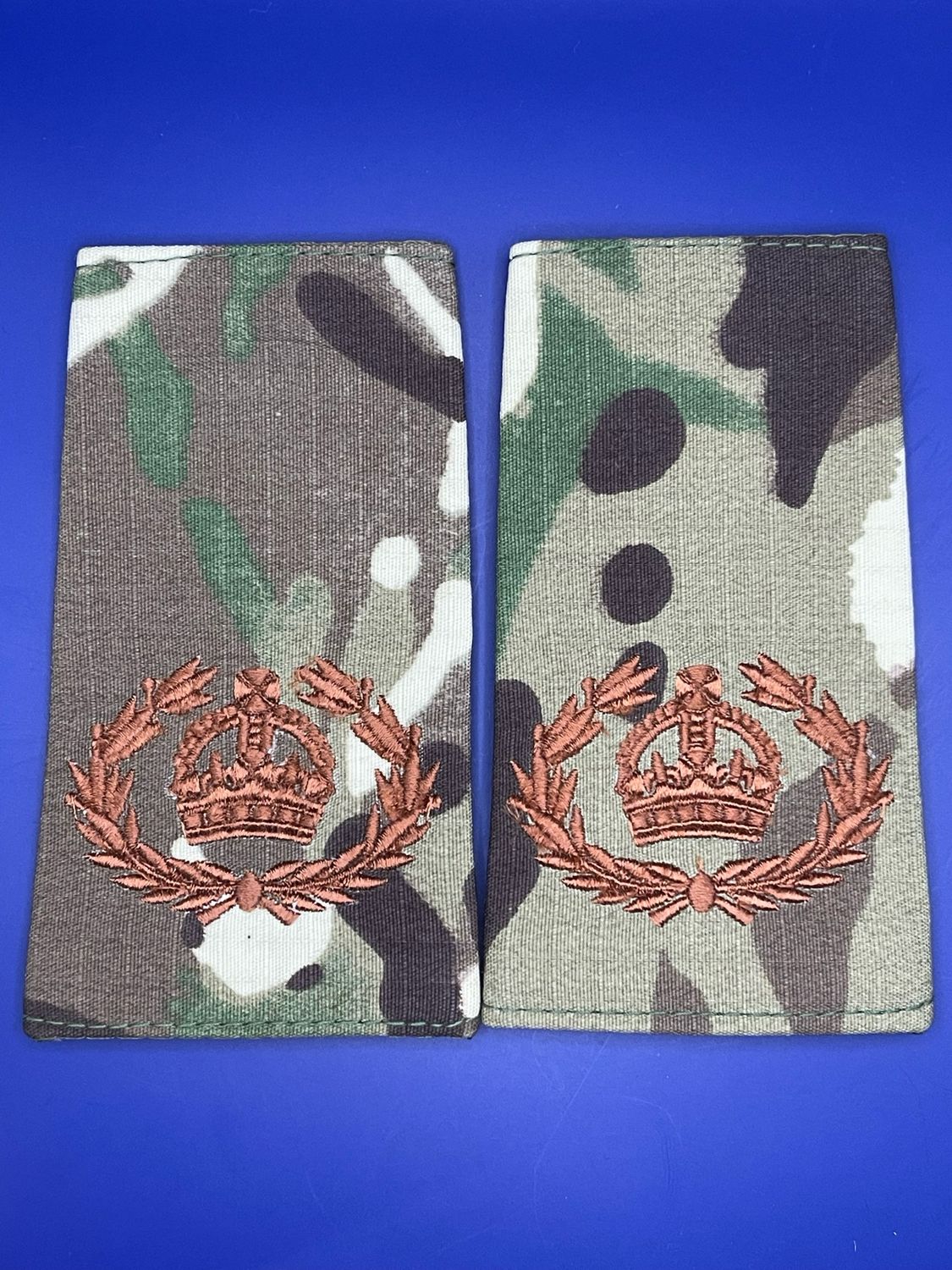 CIIIR MTP Rank Slides - WO2 RQMS SQMS QMSI Crown and Wreath - Bronze Embroidery
