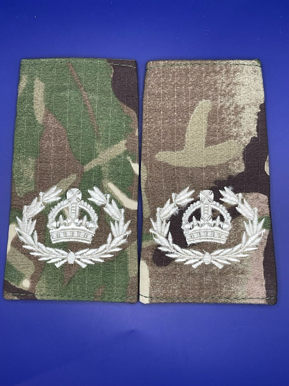 CIIIR MTP Rank Slides - WO2 RQMS SQMS QMSI Crown and Wreath - Ivory Embroidery