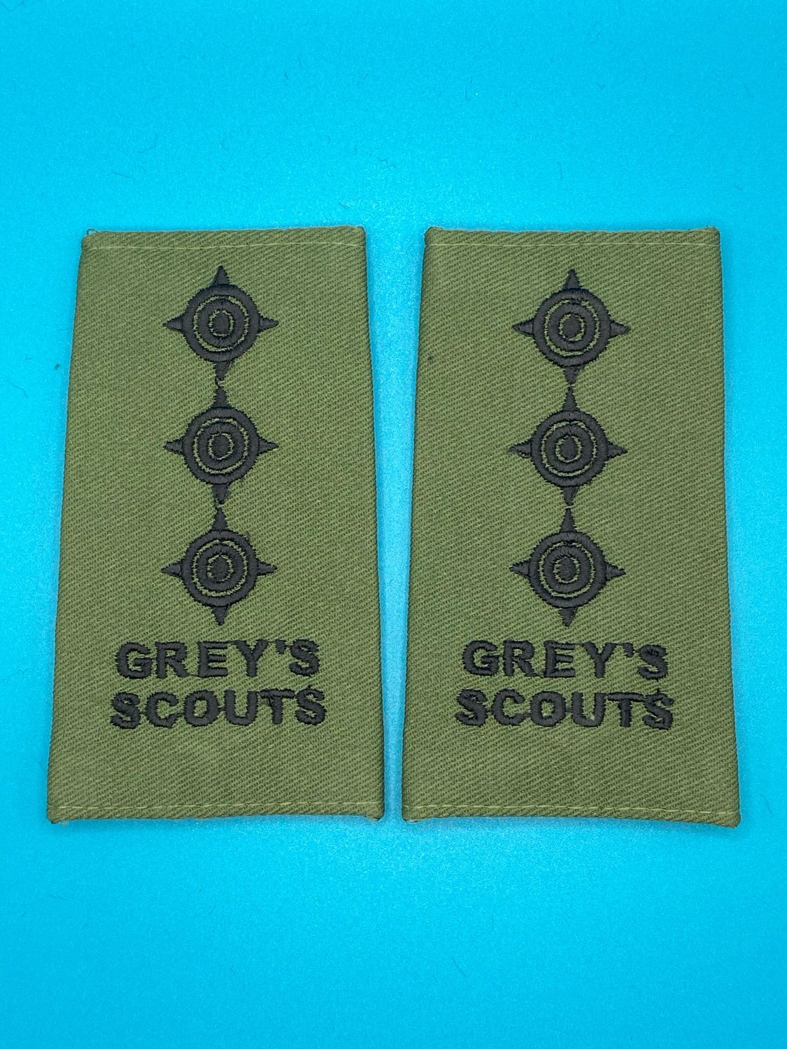 Rhodesian Grey&#39;s Scouts Olive Green Rank Slides OG - Capt Captain - Pair