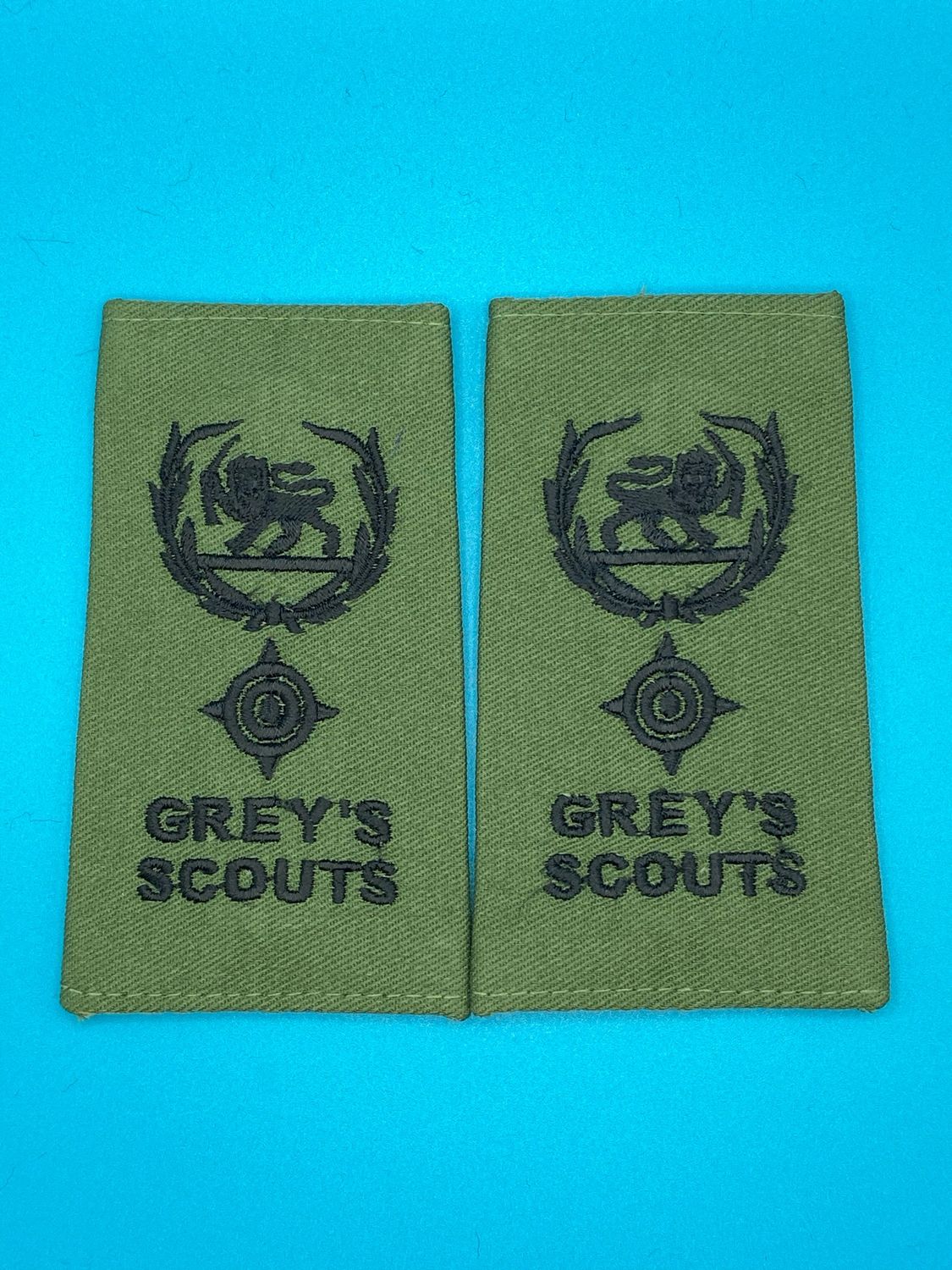 Rhodesian Grey&#39;s Scouts Olive Green Rank Slides OG - Lt Col Lieutenant Colonel - Pair