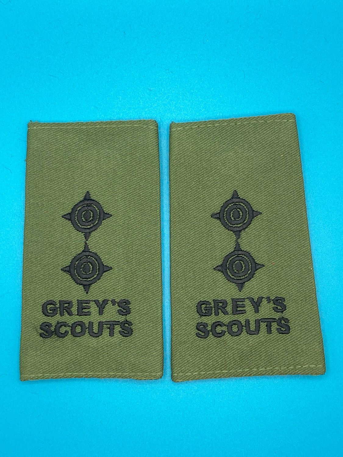 Rhodesian Grey&#39;s Scouts Olive Green Rank Slides OG - Lt Lieutenant - Pair