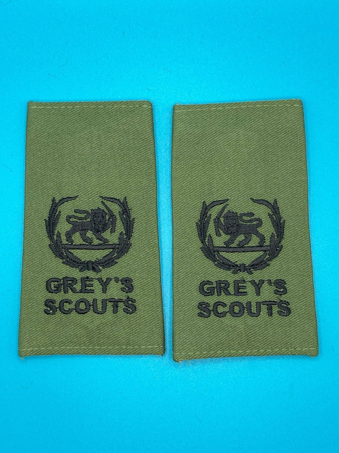 Rhodesian Grey&#39;s Scouts Olive Green Rank Slides OG - Maj Major - Pair
