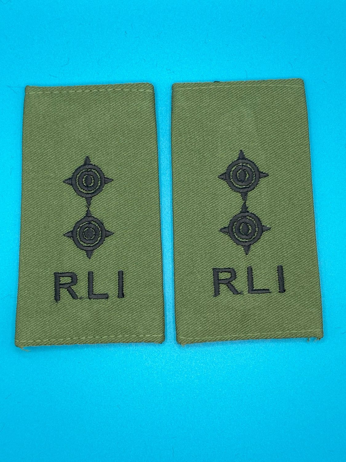 Rhodesian Light Infantry RLI Olive Green Rank Slides OG - Lt Col Lieutenant Colonel - Pair