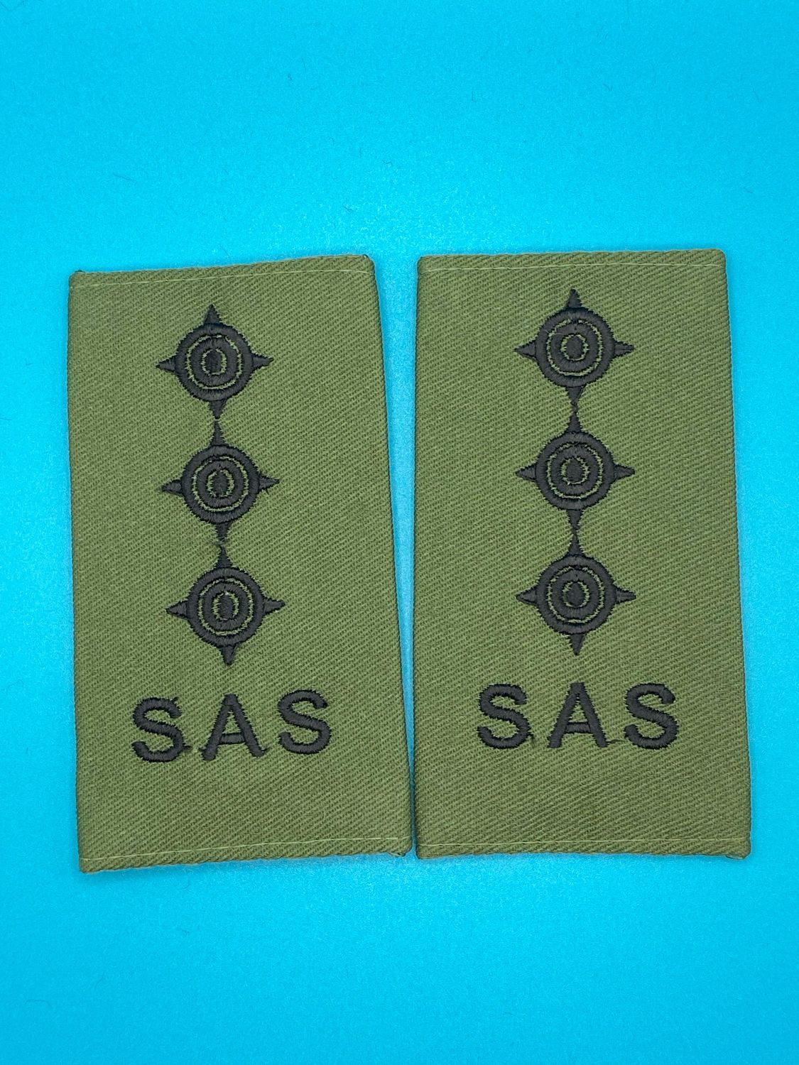 Rhodesian Special Air Service SAS Olive Green Rank Slides OG - Capt Captain - Pair