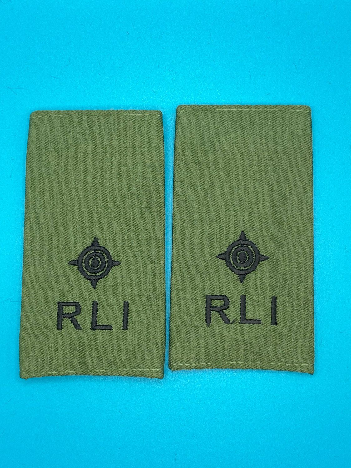 Rhodesian Light Infantry RLI Olive Green Rank Slides OG - Second Lieutenant 2Lt - Pair