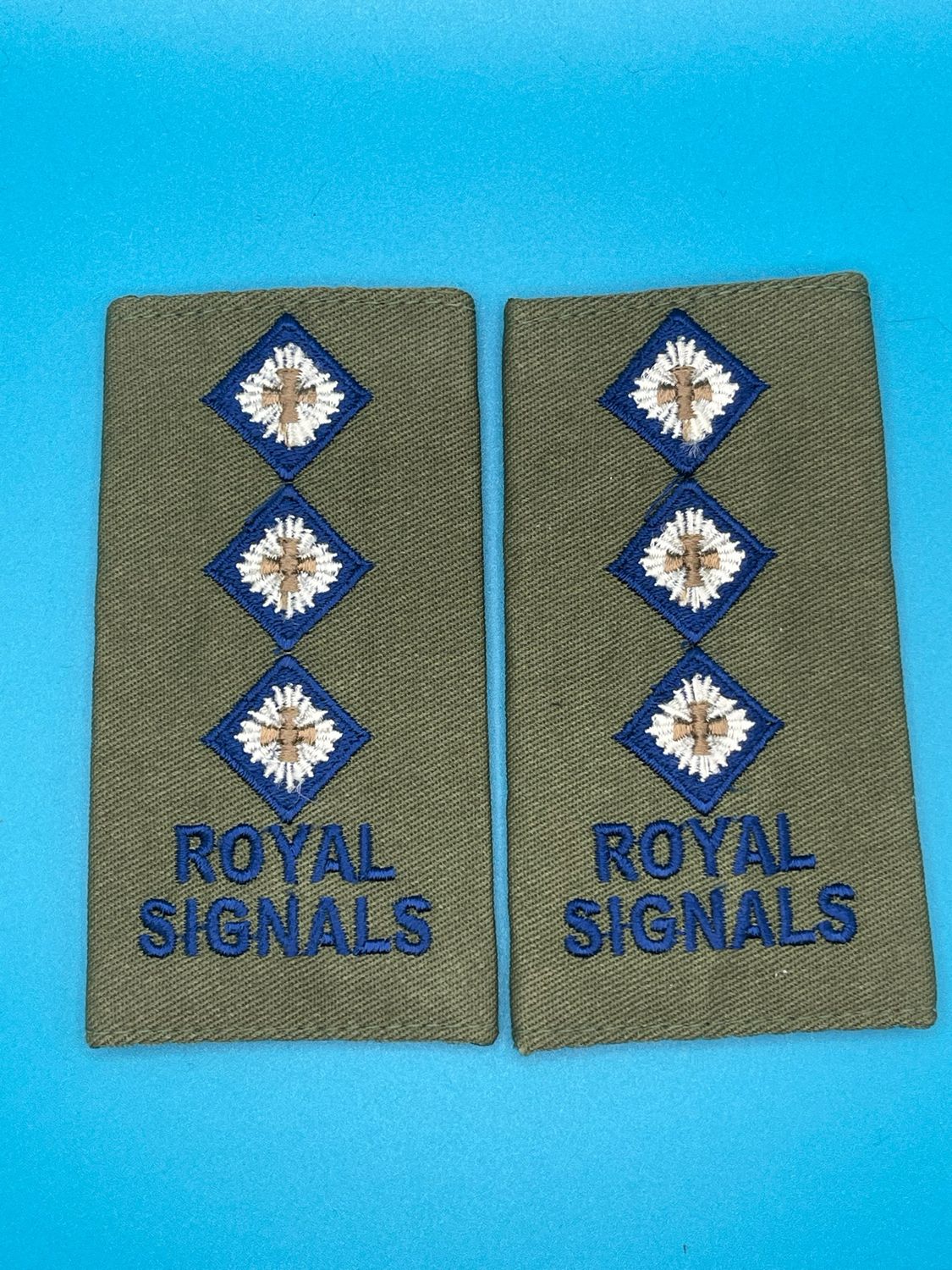 CIIIR Olive Green Rank Slides - Royal Signals Captain Capt Pair