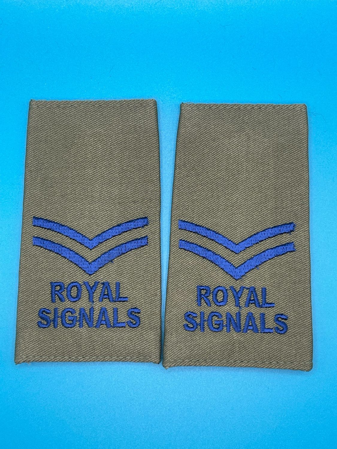 CIIIR Olive Green Rank Slides - Royal Signals Corporal Cpl Pair