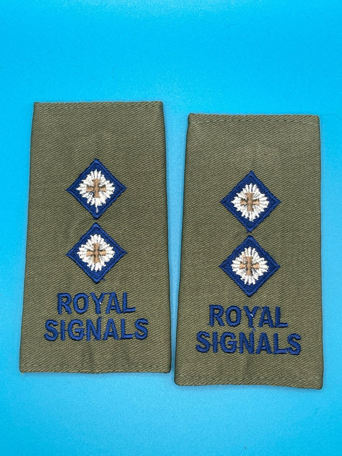 CIIIR Olive Green Rank Slides - Royal Signals Lieutenant Lt Pair