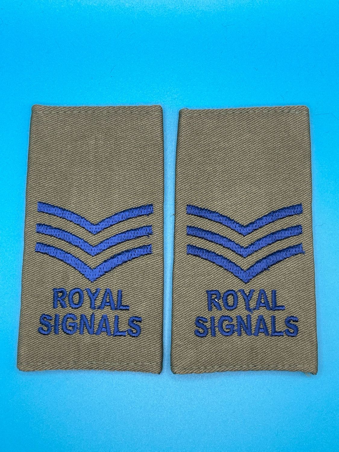 CIIIR Olive Green Rank Slides - Royal Signals Sergeant Sgt Pair