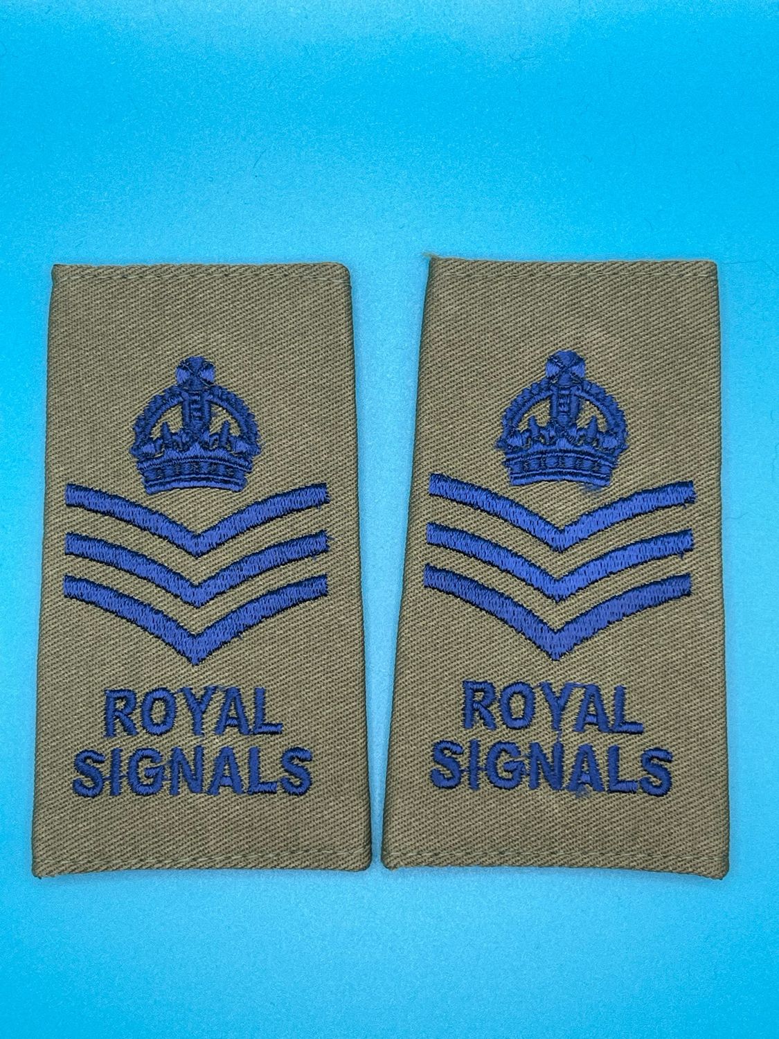 CIIIR Olive Green Rank Slides - Royal Signals Staff Sergeant SSgt Pair