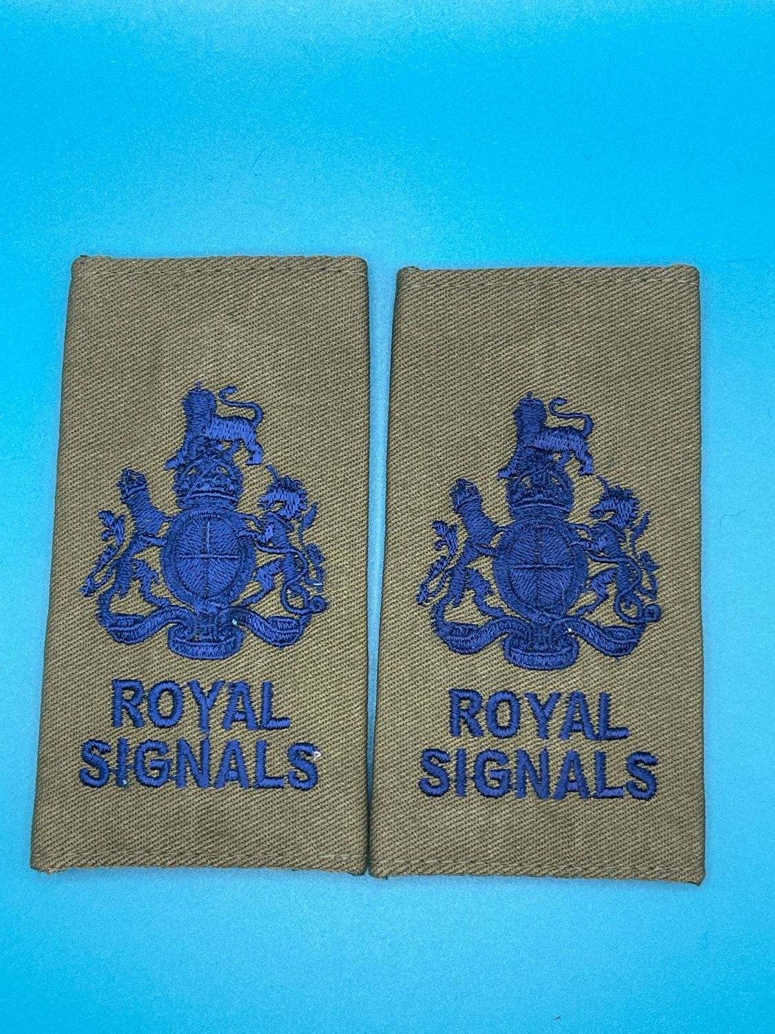 CIIIR Olive Green Rank Slides - Royal Signals WO1 RSM SMI Warrant Officer Class One Pair