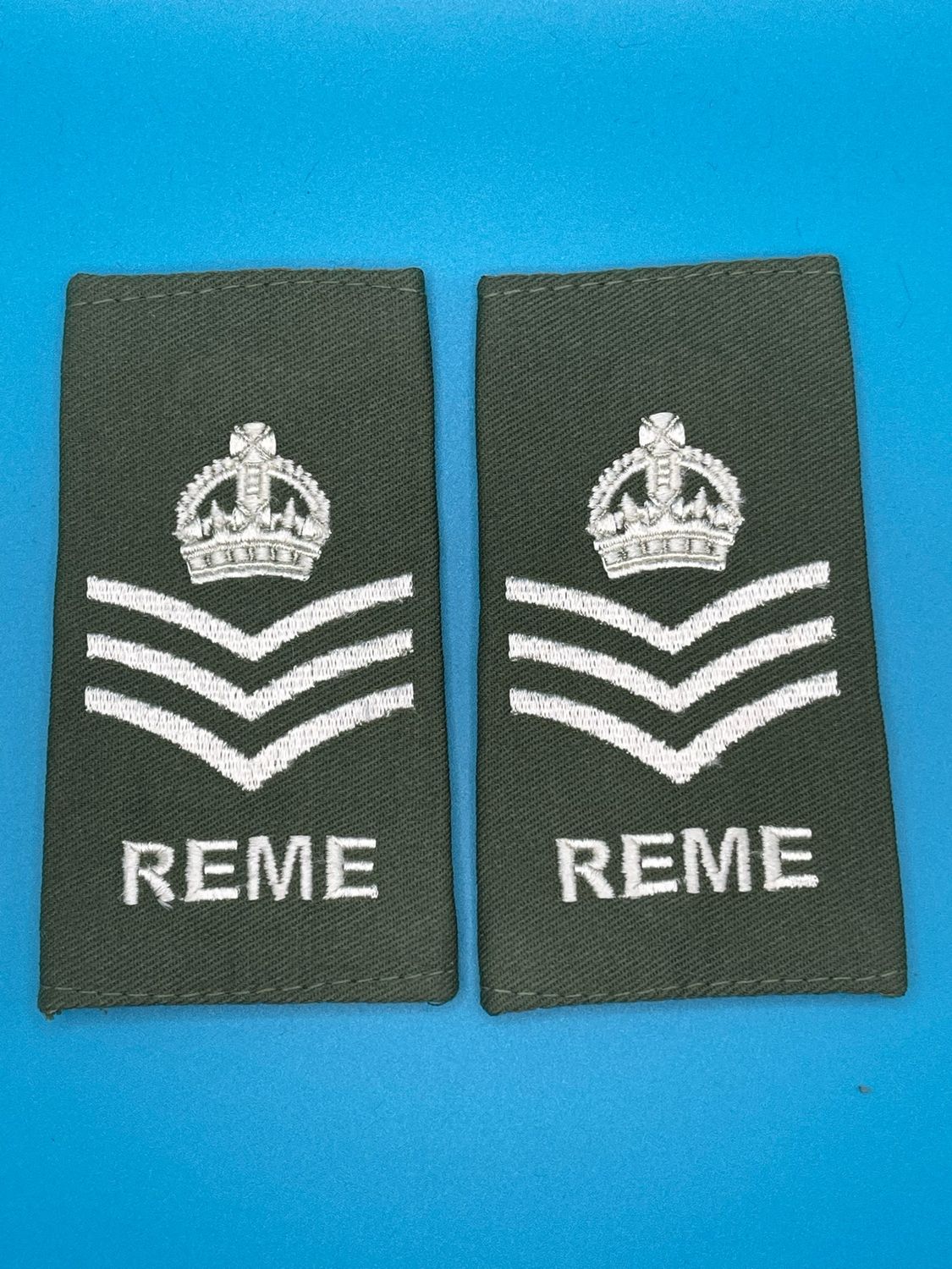 CIIIR Olive Green Rank Slides - REME - Pair - SSgt Staff Sergeant