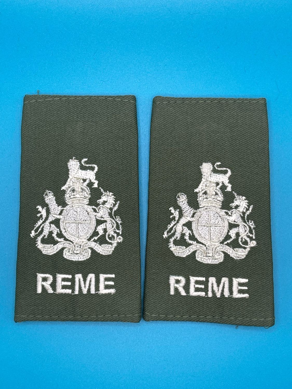 CIIIR Olive Green Rank Slides - REME - Pair - WO1 RSM Warrant Officer Class One SMI