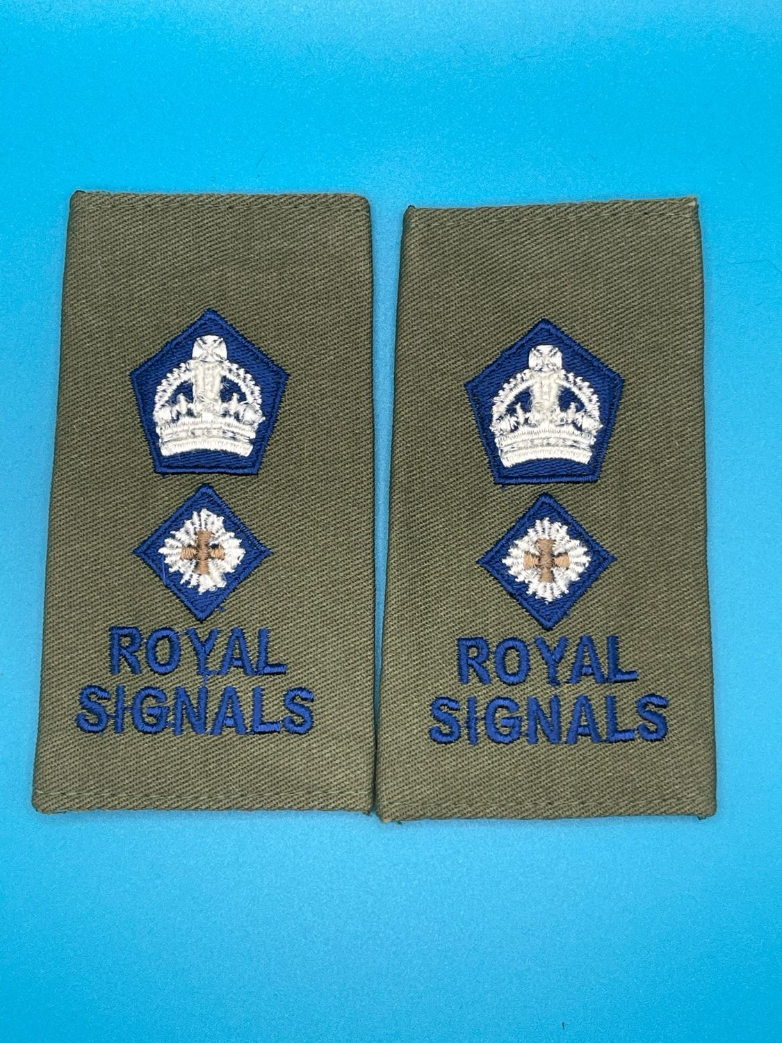 CIIIR Olive Green Rank Slides - Royal Signals Lieutenant Colonel Lt Col Pair