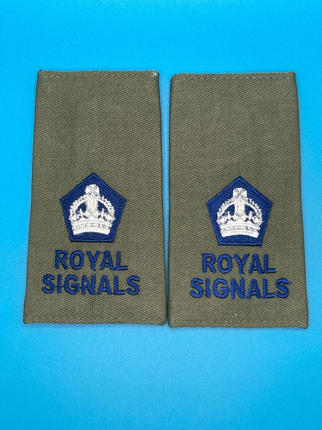 CIIIR Olive Green Rank Slides - Royal Signals Major Maj Pair