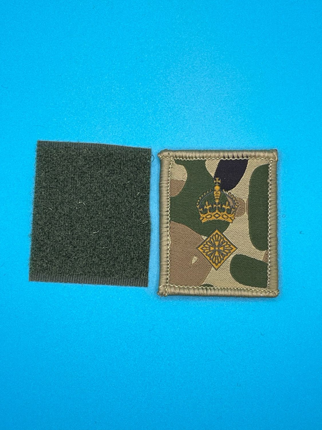 UBACS Rank Patch - King Charles Crown - Gold on MTP - Lieutenant Colonel Lt Col Hook and Loop