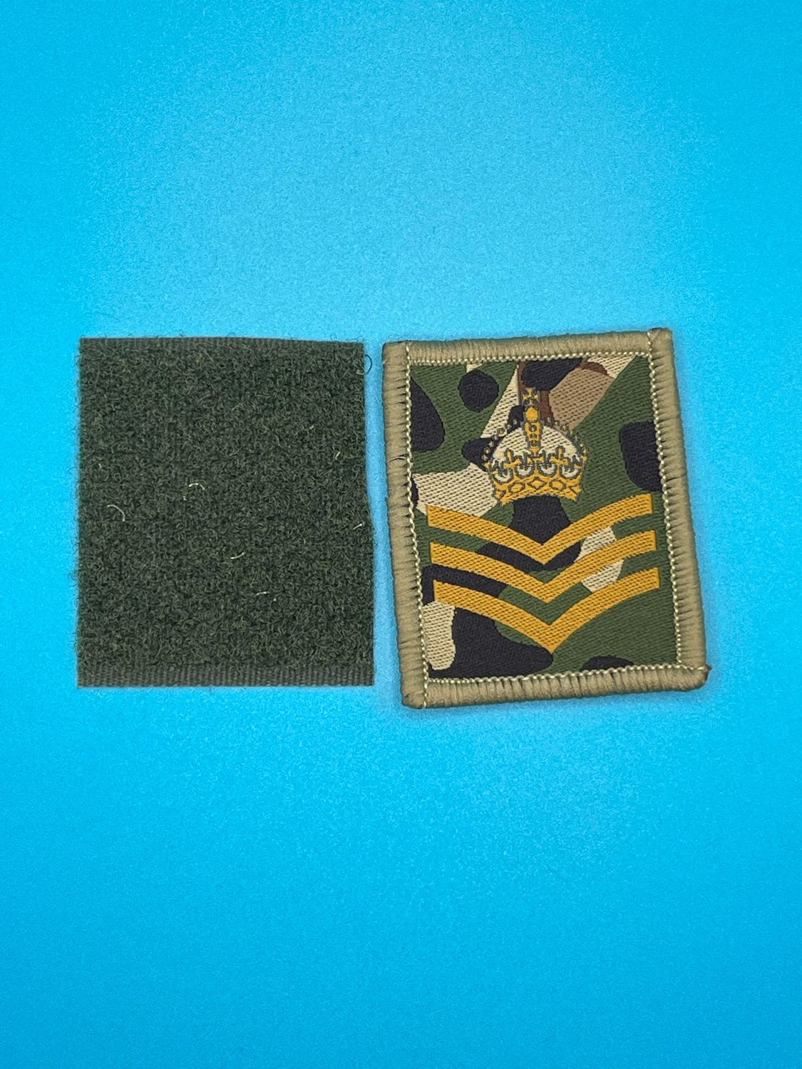 UBACS Rank Patch - King Charles Crown - Gold on MTP - Staff Sergeant SSgt CSgt CSjt Hook and Loop